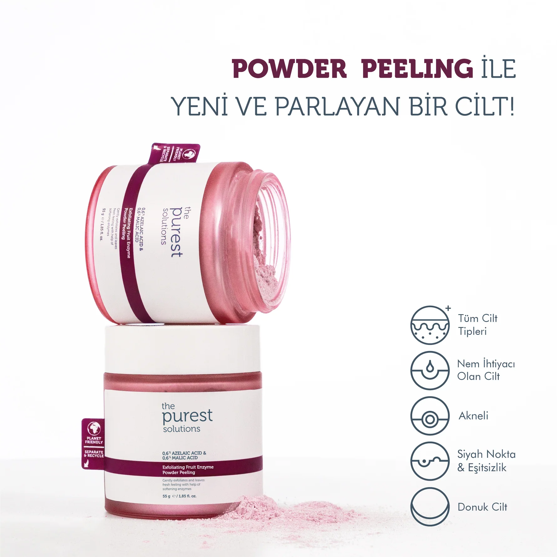The Purest Solutions, Arındırıcı ve Aydınlatıcı Enzim, Kırmızı Toz Peeling - 55 Gr