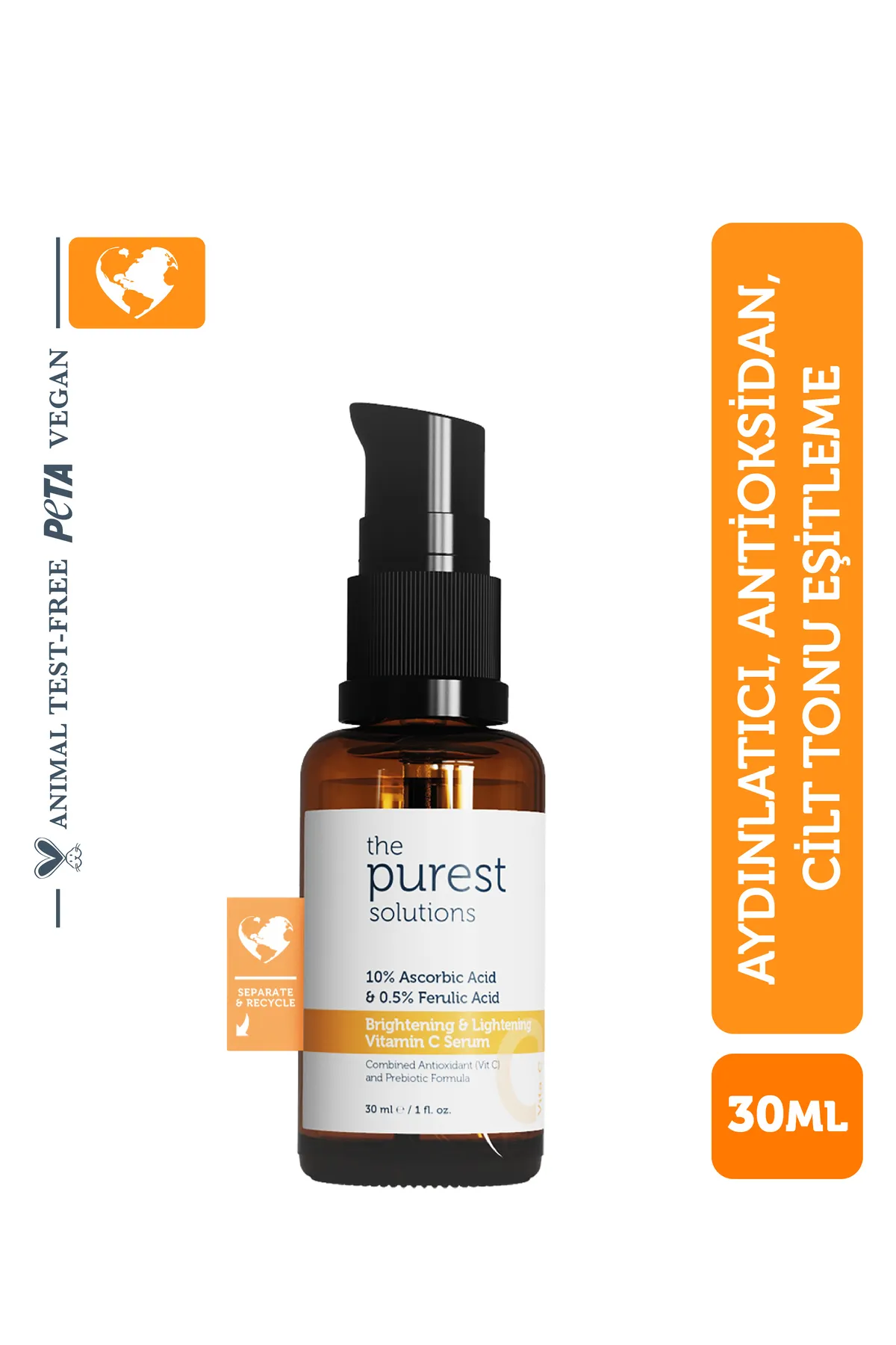 The Purest Solutions, Aydınlatıcı ve Cilt Tonu Eşitleyici, C Vitamini Cilt Serumu - 30 ml