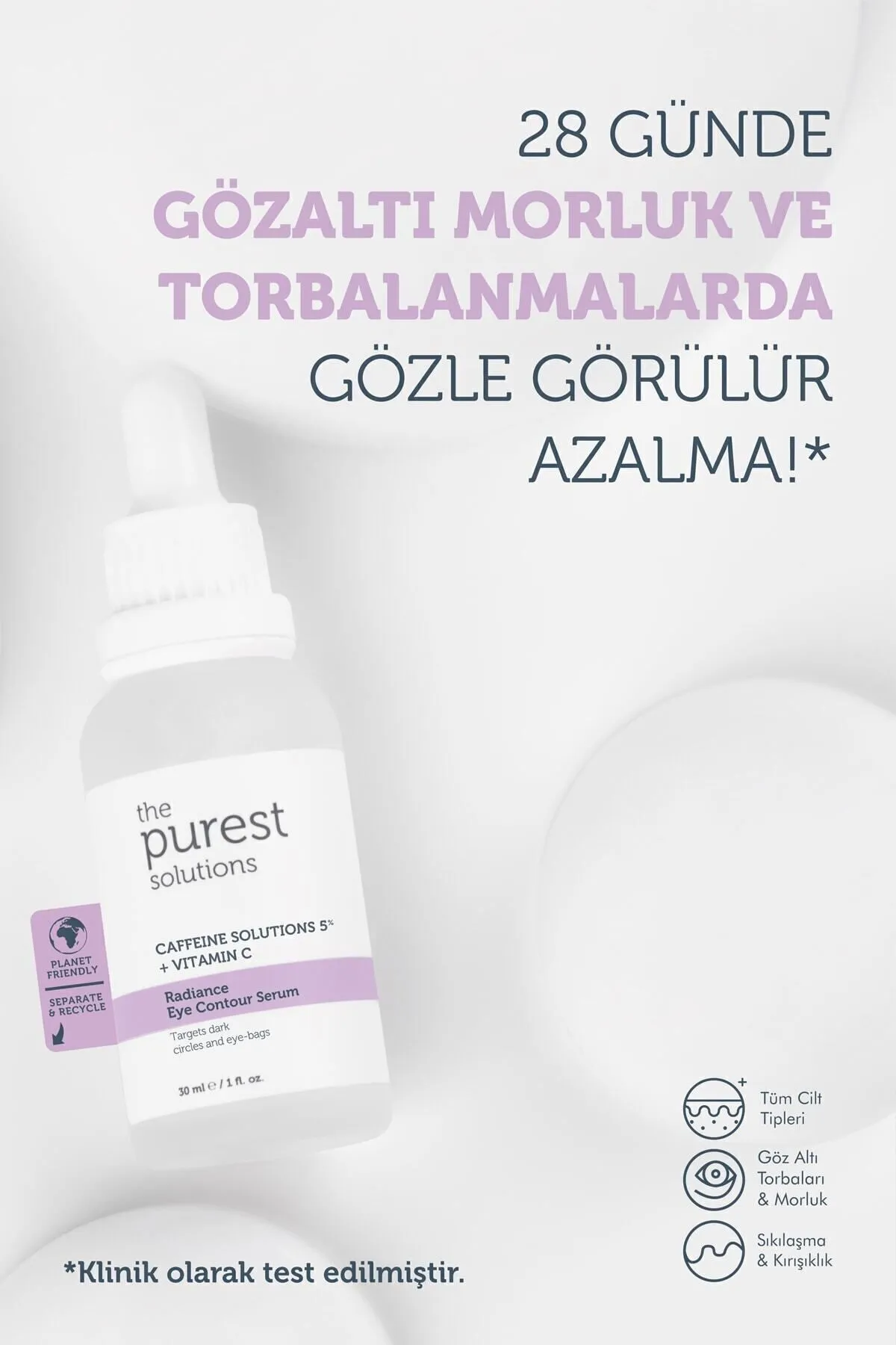 The Purest Solutions Torbalanma Karşıtı, Aydınlatıcı Kafein Göz Altı Serumu 30 ml