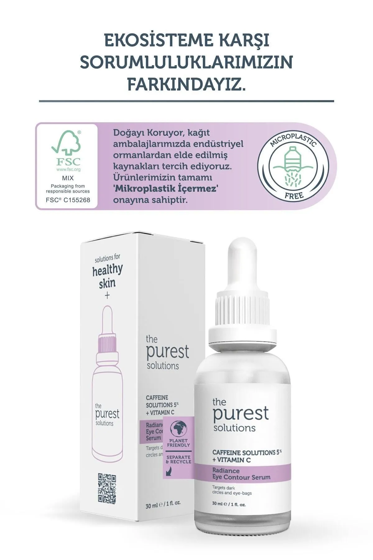 The Purest Solutions Torbalanma Karşıtı, Aydınlatıcı Kafein Göz Altı Serumu 30 ml