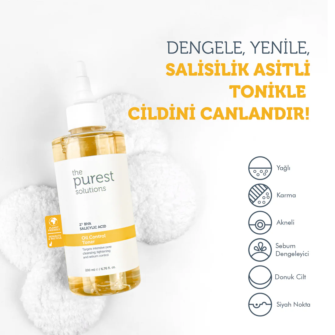 The Purest Solutions, Yağlı Ve Karma Cilt, Salisilik Asit Tonik - 200 ml