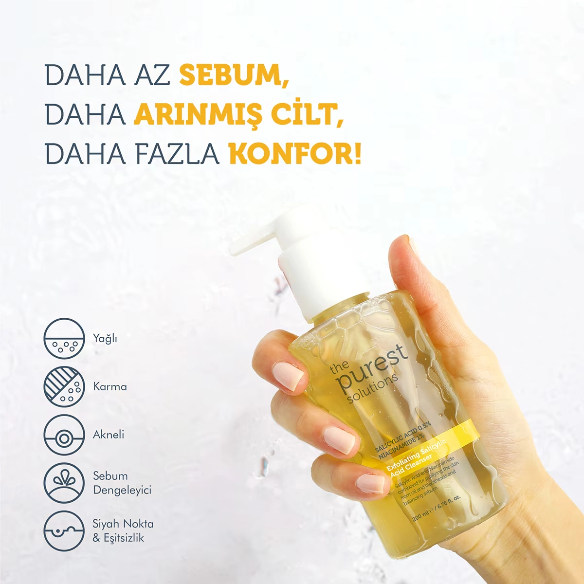 The Purest Solutions, Yağlı Ve Karma Ciltler Için, Siyah Nokta Karşıtı, Temizleme Jeli - 200 ml