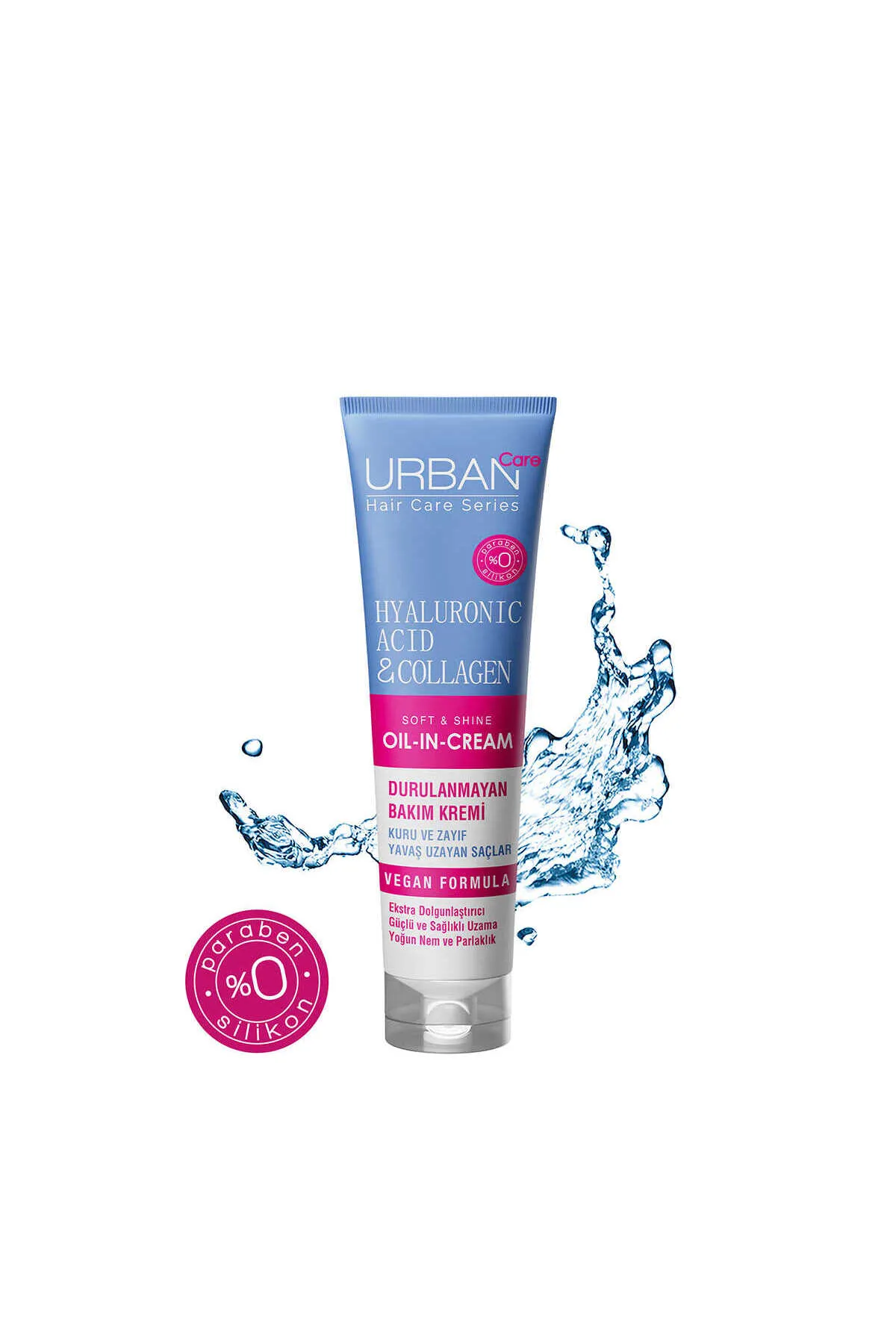 Urban Care, Hyaluronic Acid & Collagen, Yoğun Hacim, Nem ve Parlaklık Veren, Durulanmayan Saç Bakım Kremi - 150 ml
