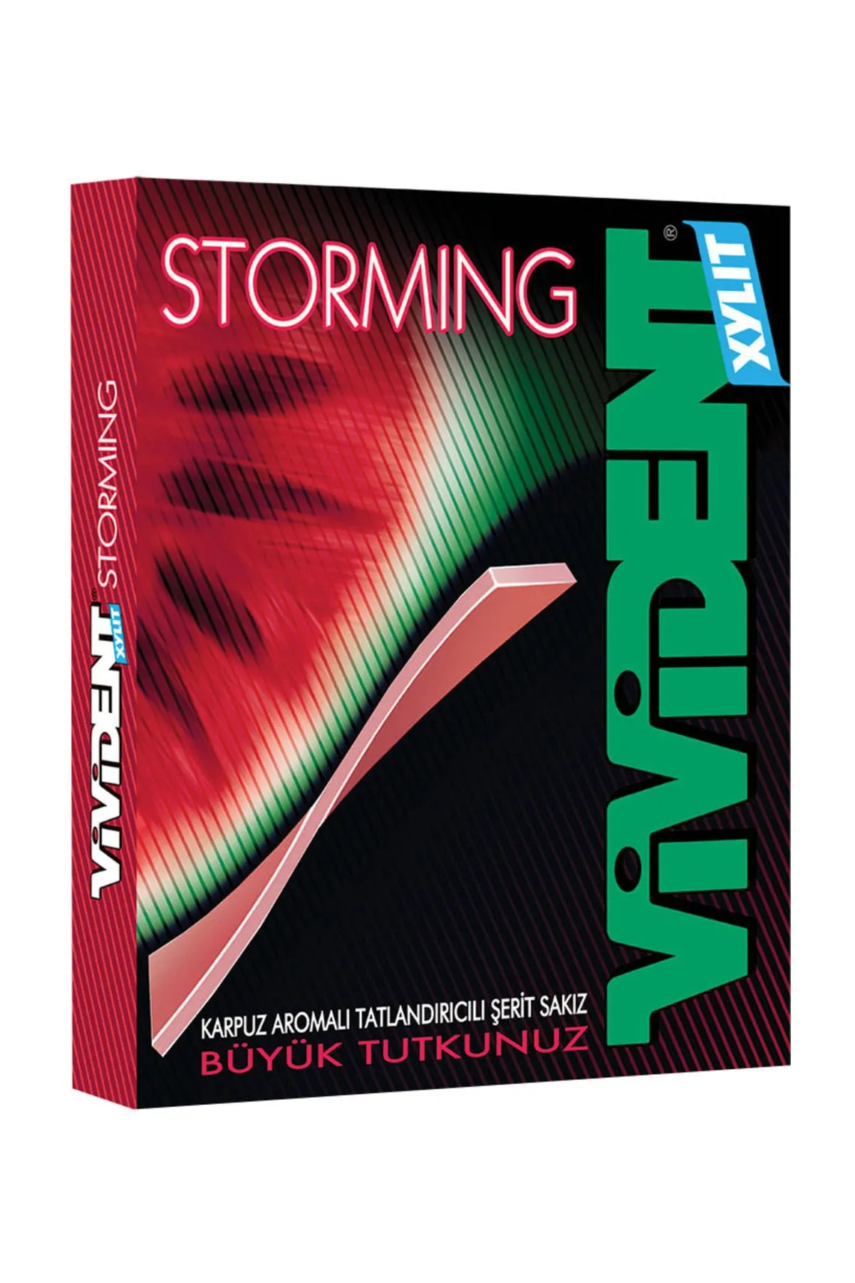 Vivident Storming, Karpuz Aromalı, Şekersiz-Tatlandırıcılı, Şerit Sakız - 33g