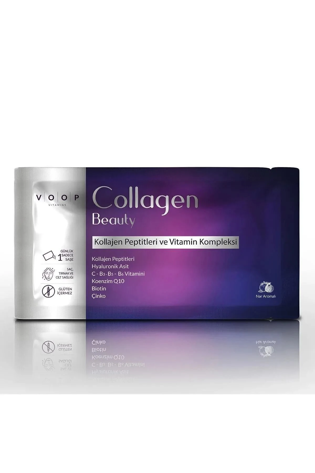 Voop, Collagen, Beauty Yüksek Biyoaktif Hidrolize Tip 1 & Tip 3 Kolajen Takviyesi - 10 Toz Saşe