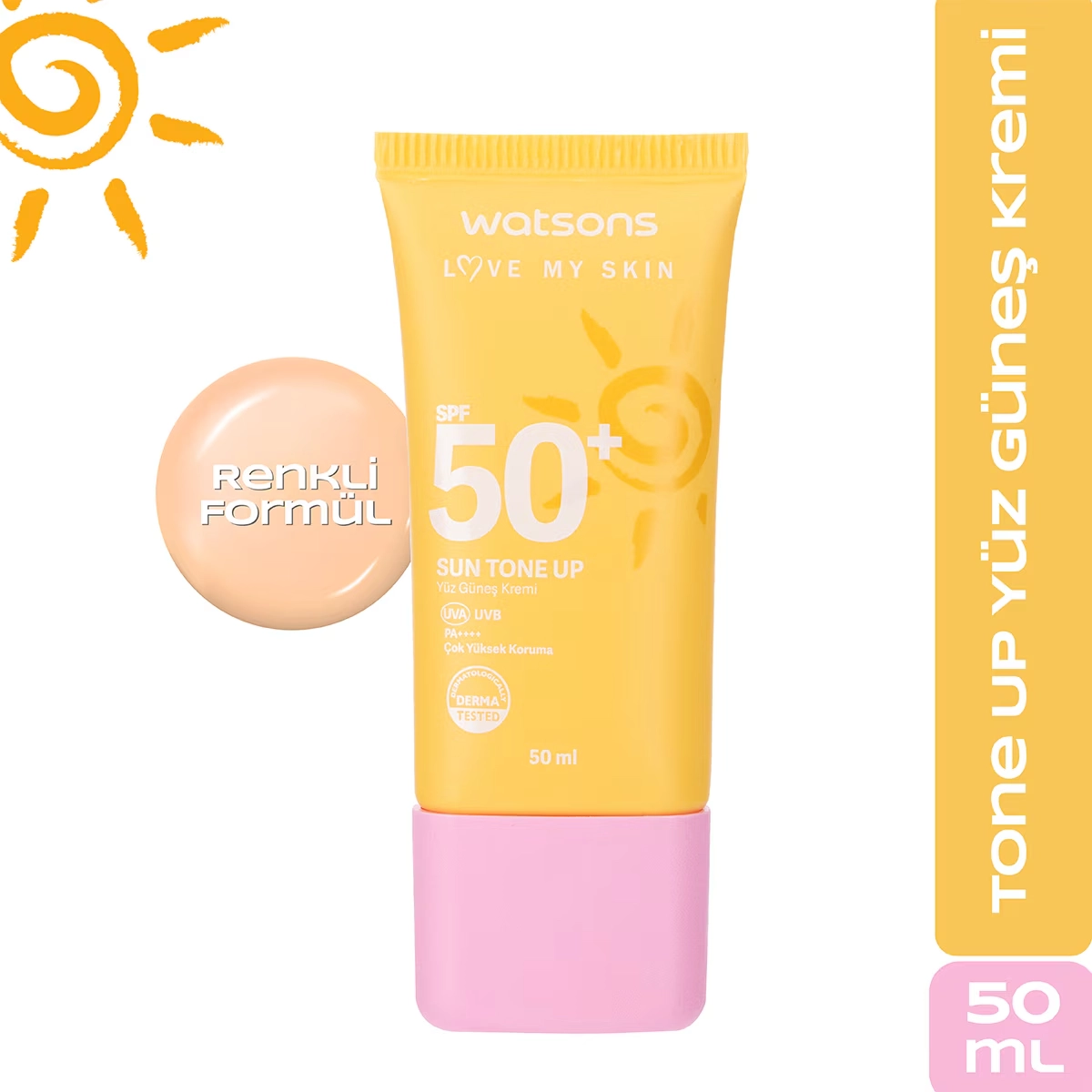 Watsons, Tone Up, Yüz Güneş Kremi, SPF50+ 50 ml
