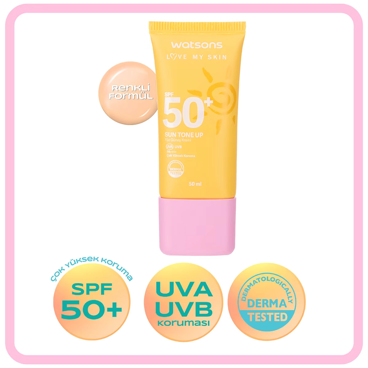 Watsons, Tone Up, Yüz Güneş Kremi, SPF50+ 50 ml