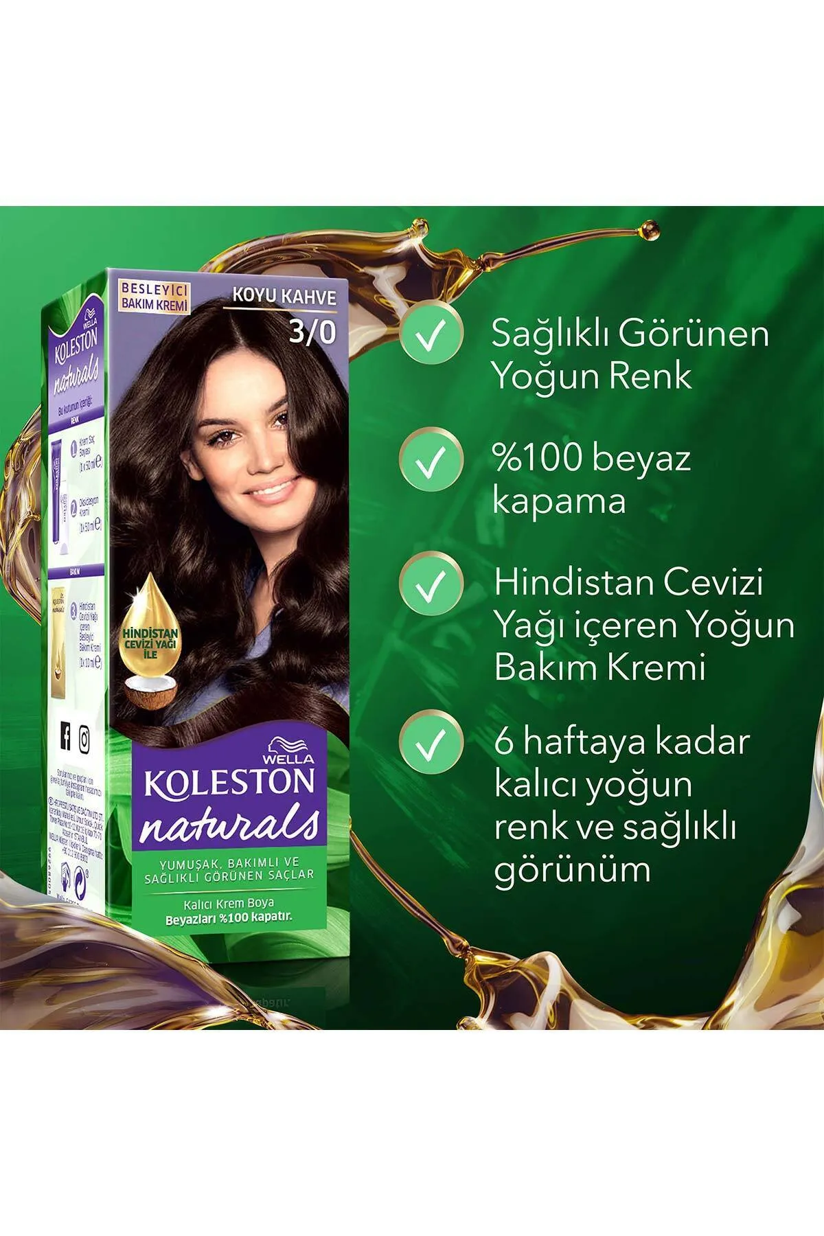 Wella Koleston Naturals Saç Boyası 3/0 Koyu Kahve