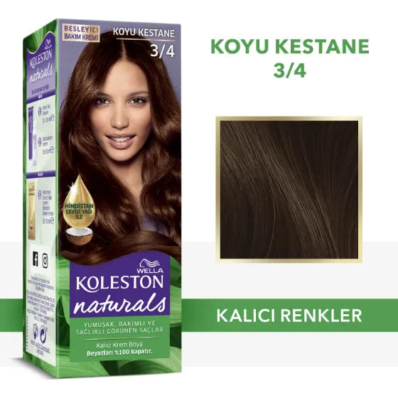 Wella Koleston Naturals Saç Boyası 3/4 Koyu Kestane
