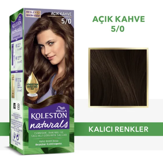 Wella Koleston Naturals Saç Boyası 5/0 Açık Kahve