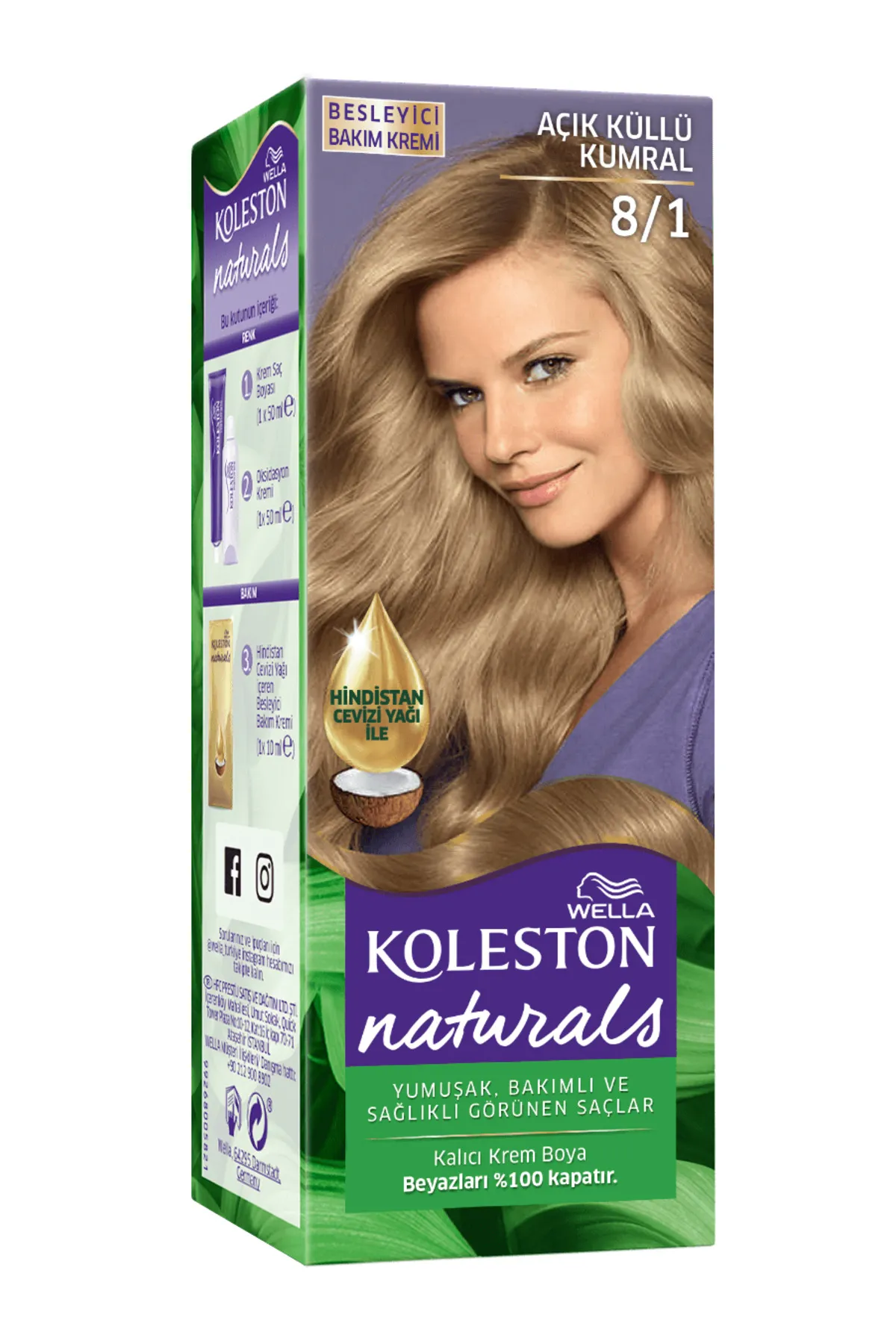 Wella Koleston Naturals Saç Boyası 8/1 Açık Küllü Kumral