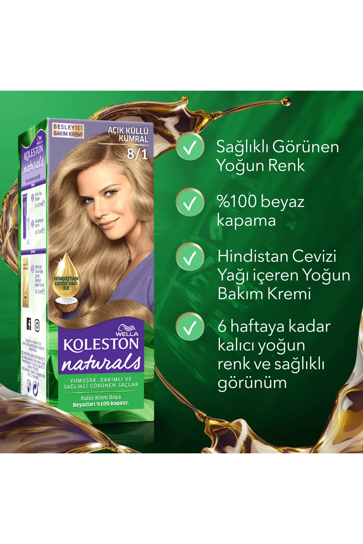 Wella Koleston Naturals Saç Boyası 8/1 Açık Küllü Kumral