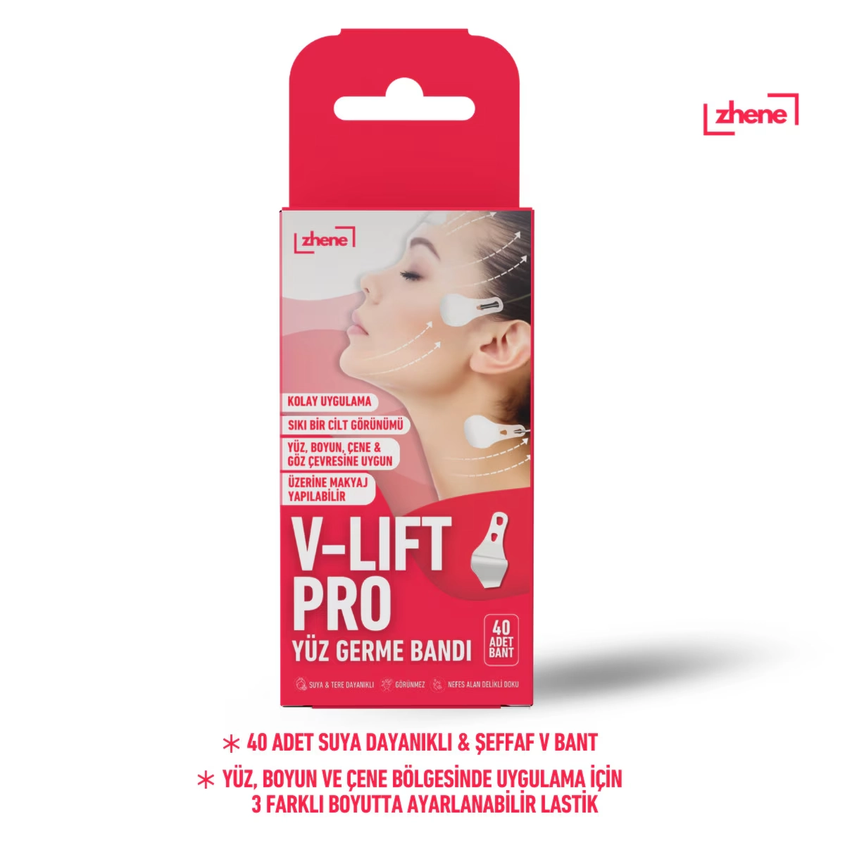 Zhene, V-Lift Pro, Yüz Kaş Boyun Göz Germe Gerdirme Bandı, Medikal Yüksek Kalite